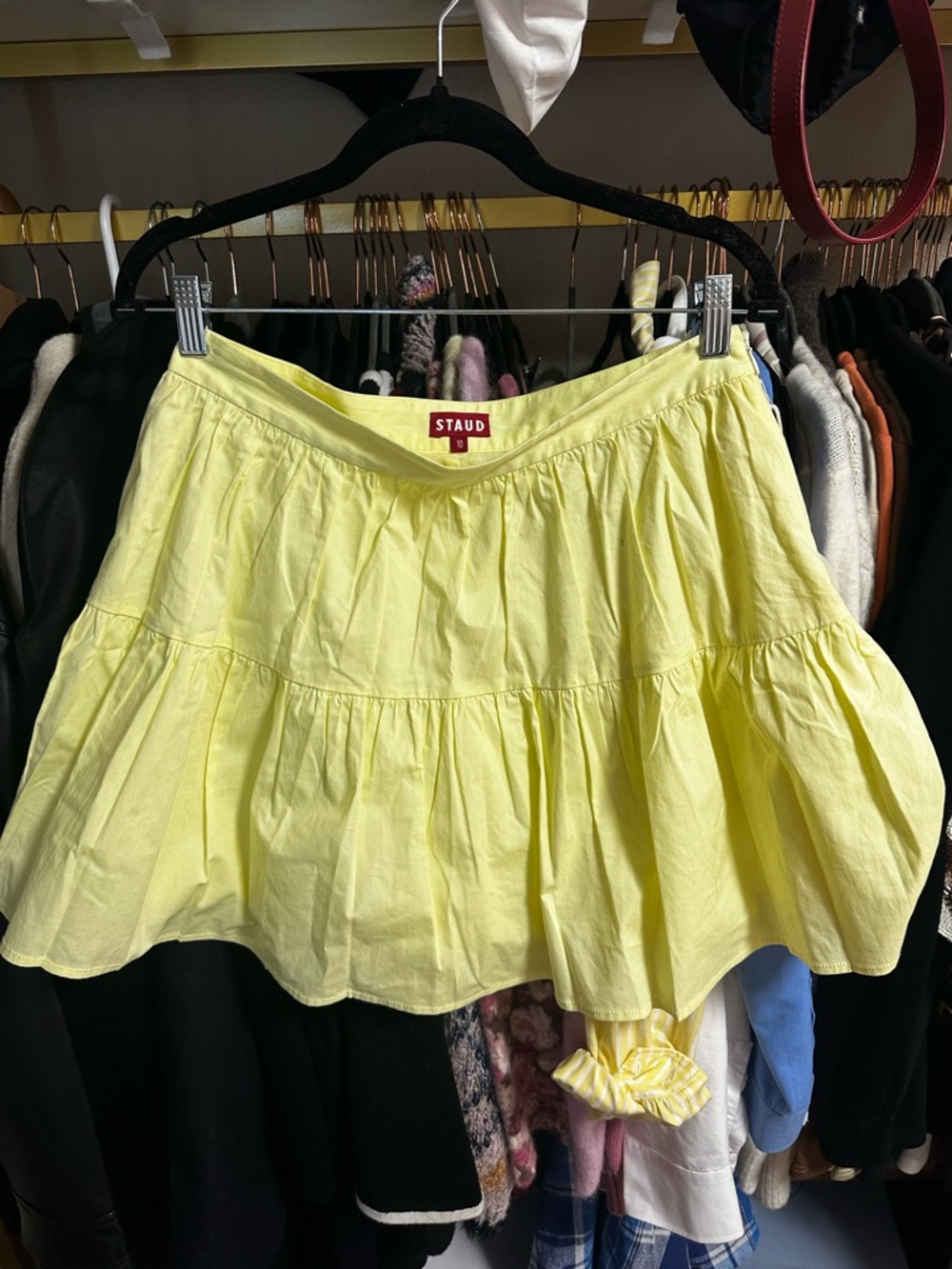 STAUD Bright Yellow Cotton Mini Skirt 🌼